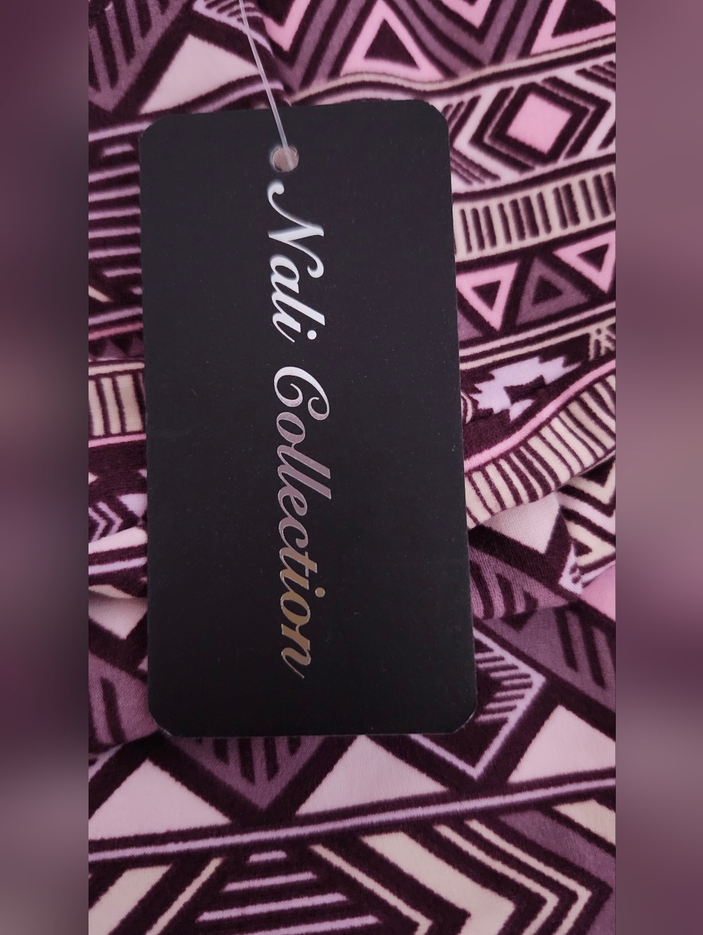 Dalia Collection Pink and Black Tribal Flare Pants - Picture 11 of 13